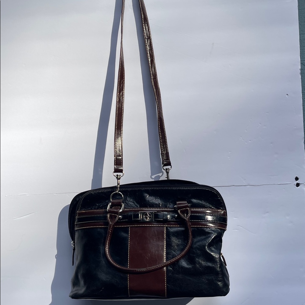 Giani Bernini Black/Brown Handle/Shoulder Leather Bag
